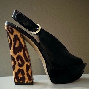 Boutique 9 Black and Leopard Platform Heels